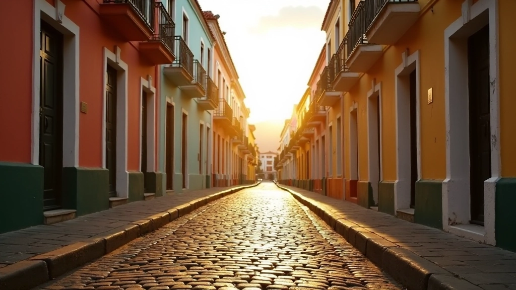 Hermosas calles empedradas del Viejo San Juan con arquitectura colonial