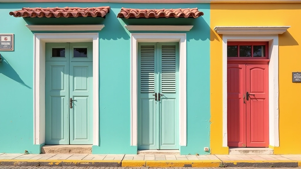Fachada colonial con colores vibrantes