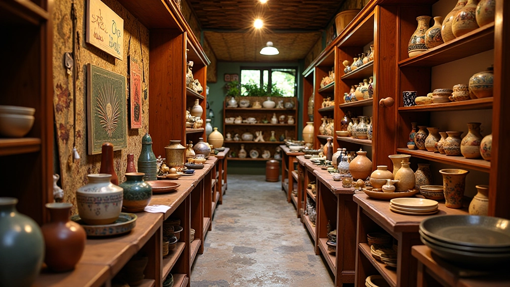 Tienda de artesanía con productos de cerámica, textiles y objetos tradicionales puertorriqueños