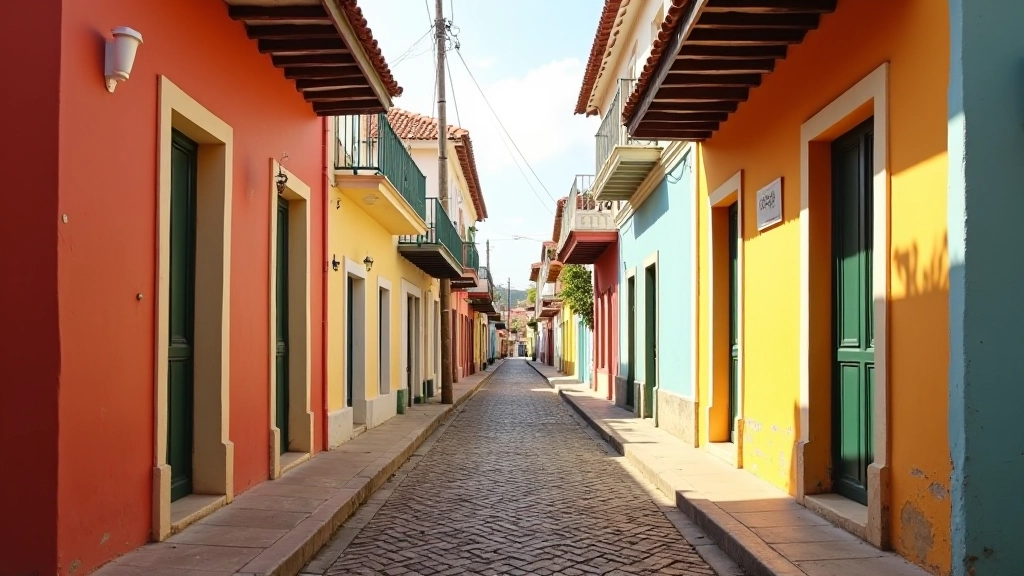 Calle empedrada del Viejo San Juan con edificios coloniales de colores pastel